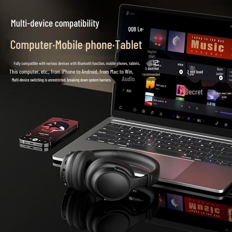 Newmine T10 Active Noise Cancelling Wireless Over-Ear Headphones