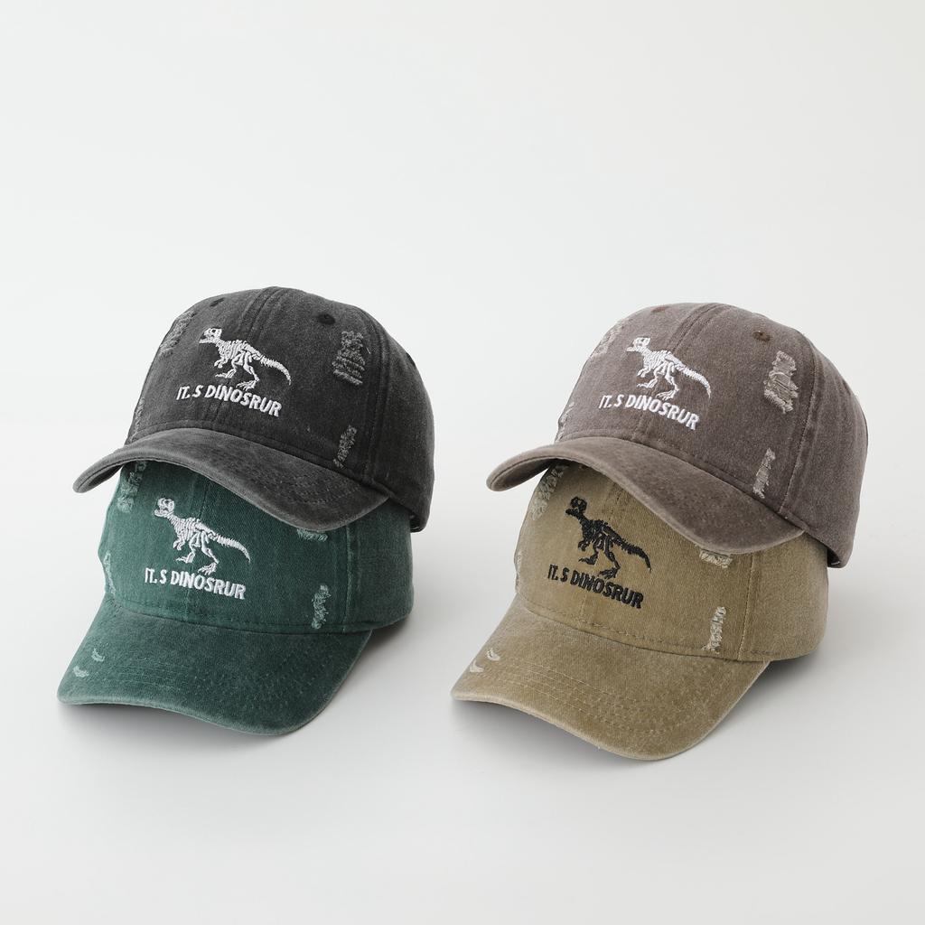 JYL TS DIY Dinosaur Kids Cap Washed Distressed Hat Cotton