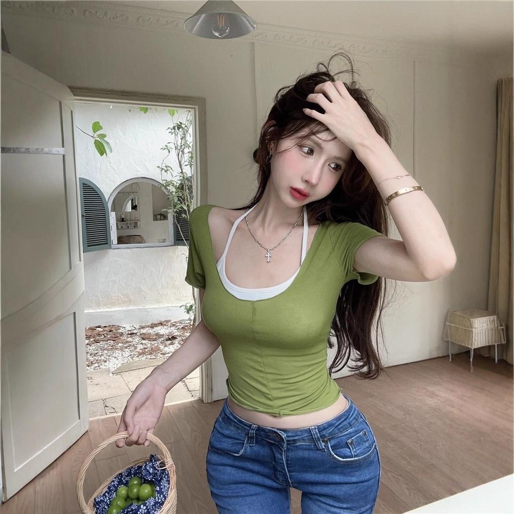 New summer short navel slim and thin sexy spice girl versatile chic short-sleeved t-shirt top women