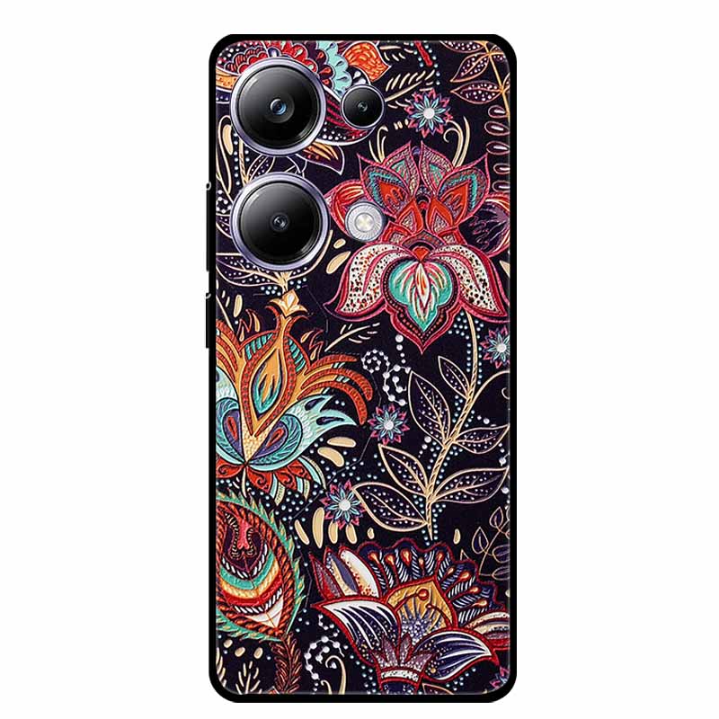 3D Emboss Case For Xiaomi Poco M6 Pro Phone Case Flower Silicone Soft Back Cover For Xiaomi Poco M6 Pro Case PocoM6 M 6 Pro Capa