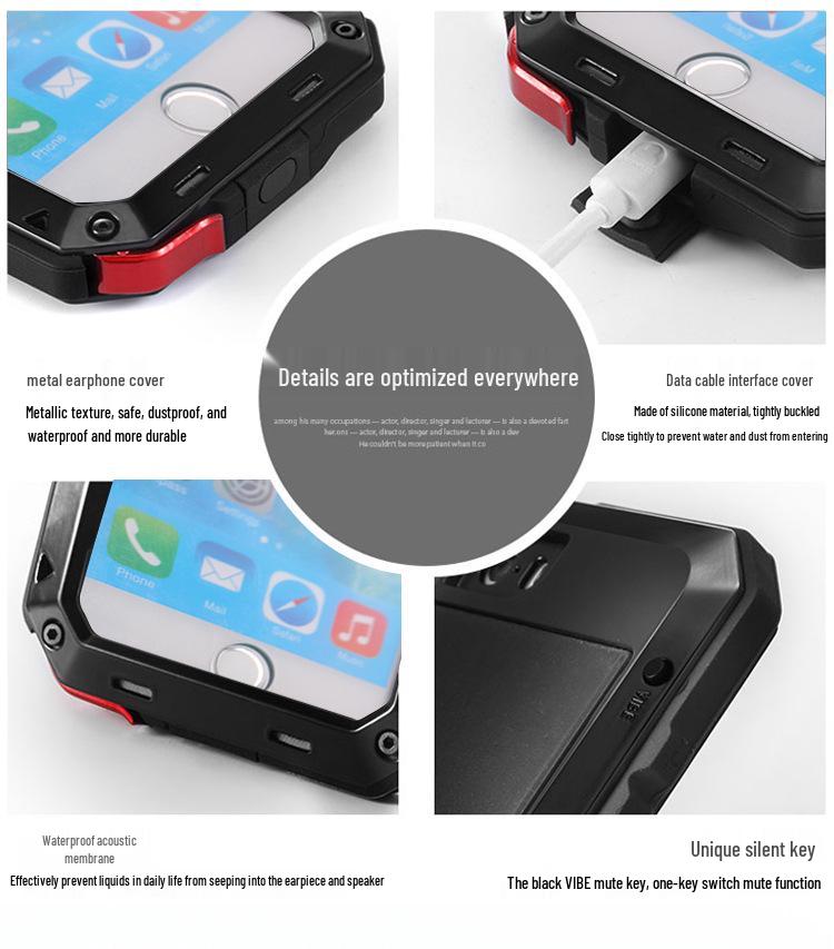 Durable Metal Protective Case for iPhone 6/7/8 - Anti-Drop, Water & Dust Resistant