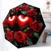 Rose Lover Folding Umbrella Fashion Auto-Open 8 Iron Ribs Plastic Handle Foldable Sunshade Perfect Christmas Gifts