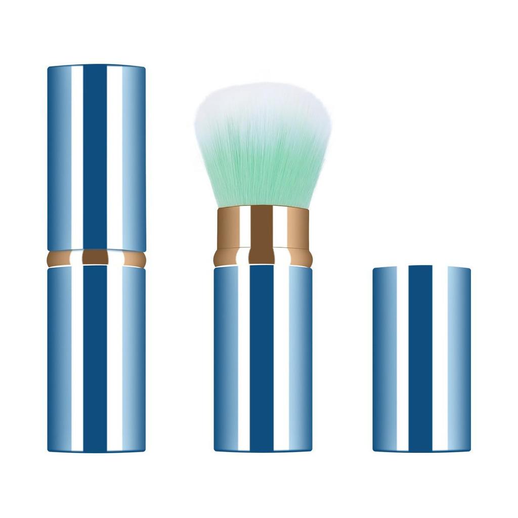 Compact Retractable Travel Powder Brush - Soft Makeup Tool for Blush and Beauty Touch-Ups