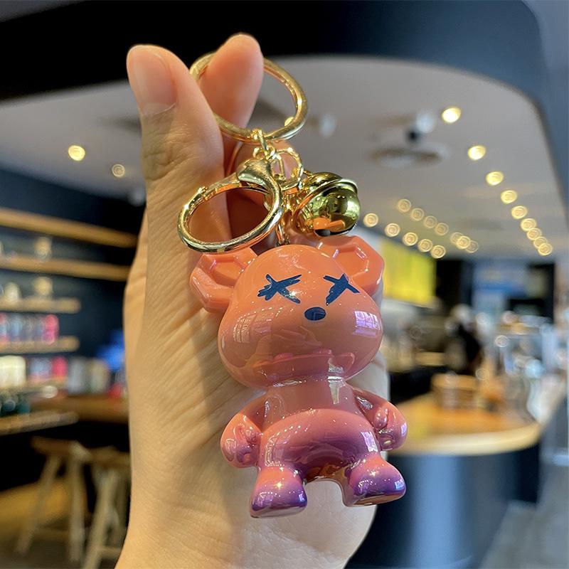 Colorful Cartoon Bear Keychain - Limited Edition Gift for Students and Backpacks