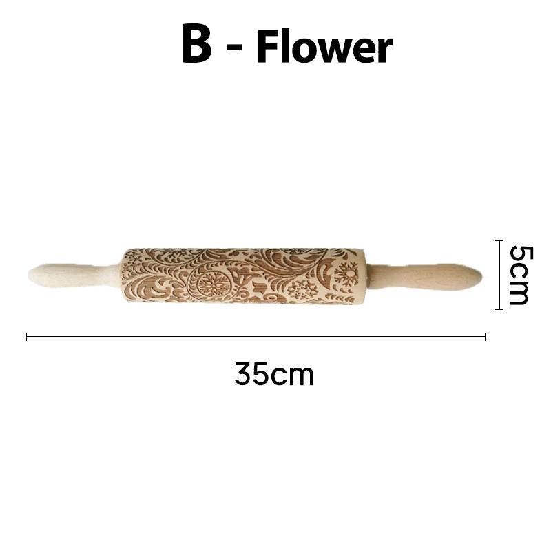

Leaves Pattern Rolling Pin Christmas Wooden Embossing Baking Tools Flower Dough Engraved, In stock kitchen accessories