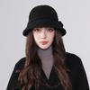 Hepburn Style Wool Hat for Women In Autumn and Winter New French Retro Bow Basin Hat Elegant Warm Fisherman Hat