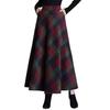 Jupe en laine pour femme, taille haute, imprimé écossais, jupe trapèze, automne hiver, jupe épaisse à large ourlet, tenue quotidienne