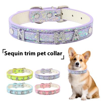 Prodotti per Animali Domestici Guinzaglio con Lettere di Diamanti Collare in Pelle Decorato con Paillettes