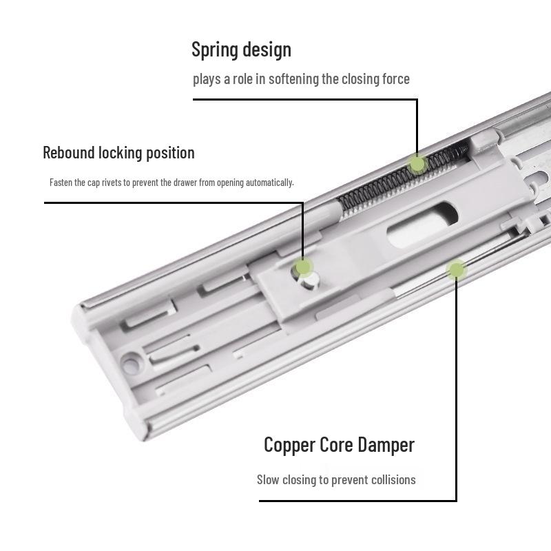Stainless Steel Soft-Close Drawer Slides: Three-Section, Self-Opening, Silent Runners