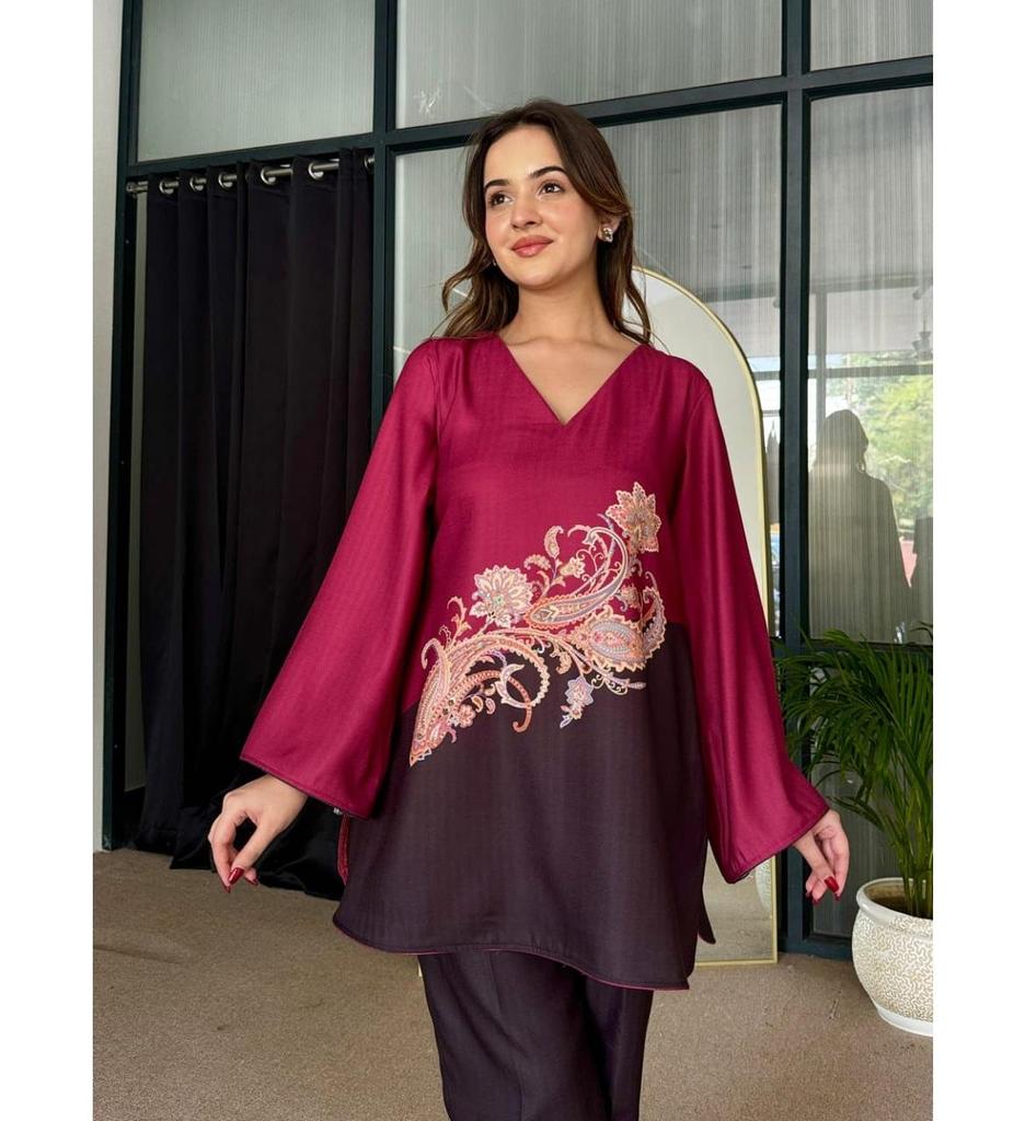Women Designer Party Wear Malai Satin Silk Cord Set Indian Bollywood Top Tunic Kurti
