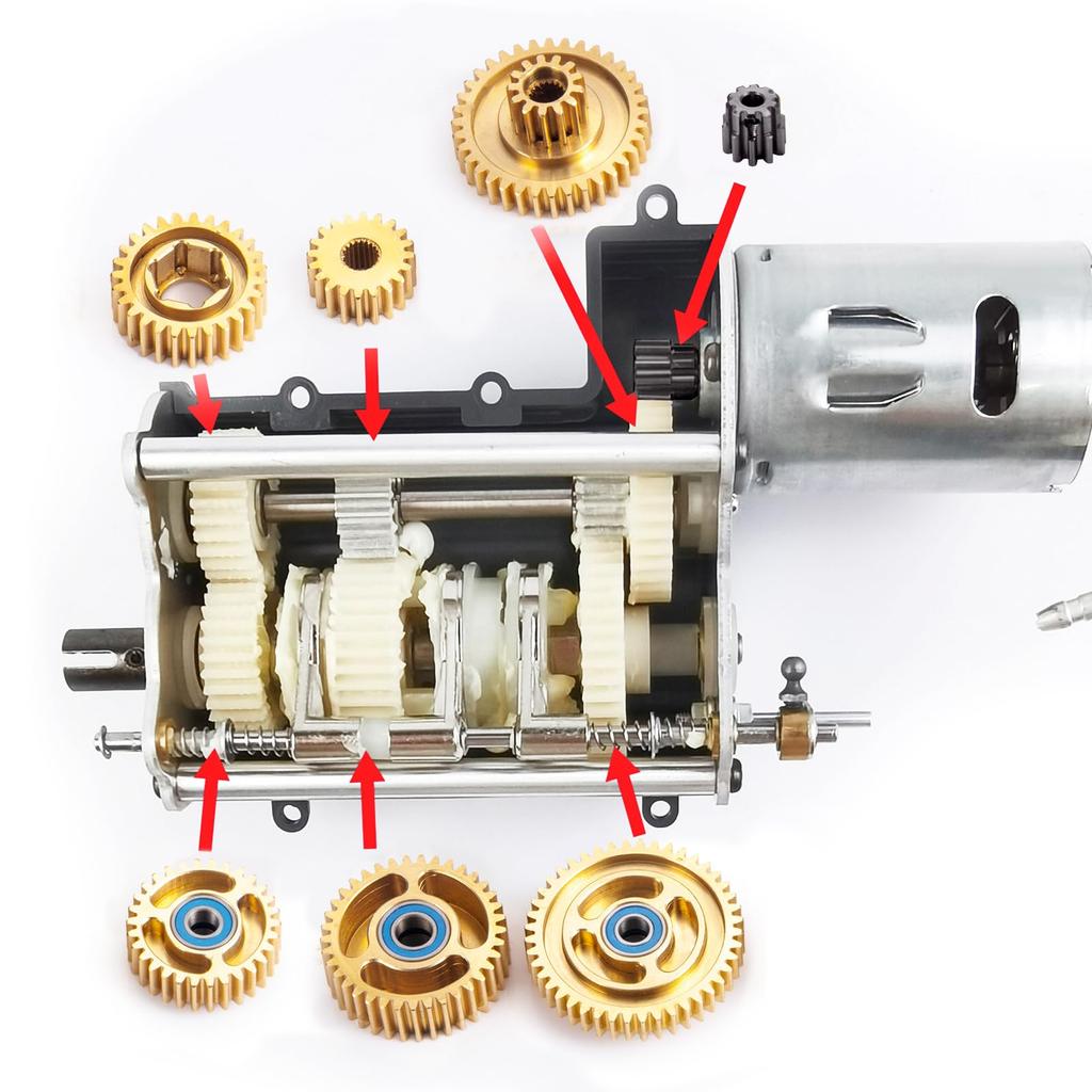 TRZX 7-teiliges Messing Motorgetriebe Zahnradteile Set für Tamiya 114 RC Sattelzugmaschine