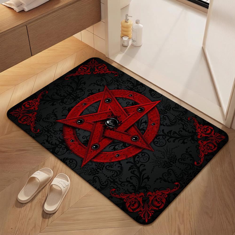 Dark Baphomet Pentagram Art Indoor Rug Soundproof Shockabsorbing Carpet For Office Study Home Decor Memorial Gift