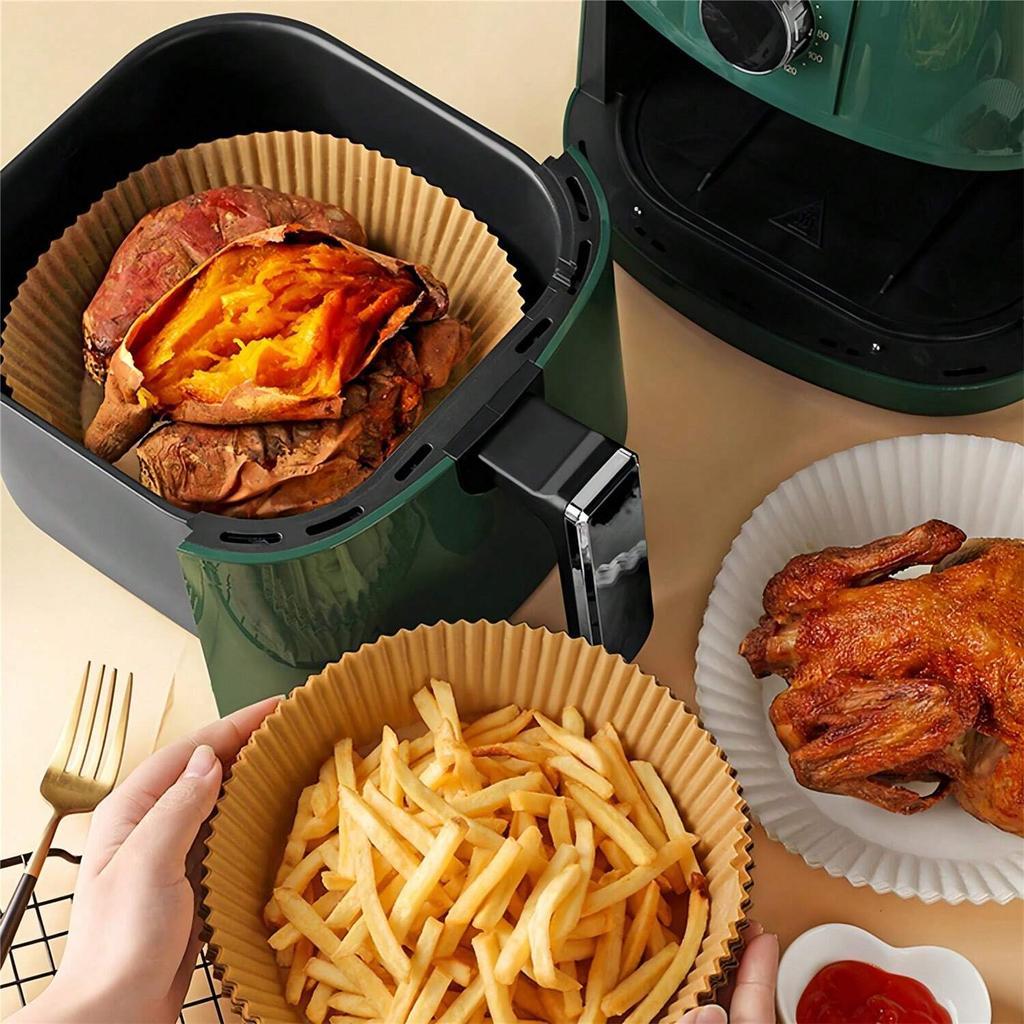 50-200pcs Air Fryer Paper Baking Kitchen Utensils Disposable Round Pastry Molds BBQ Plate Non-stick Pad Kitchens Accessories