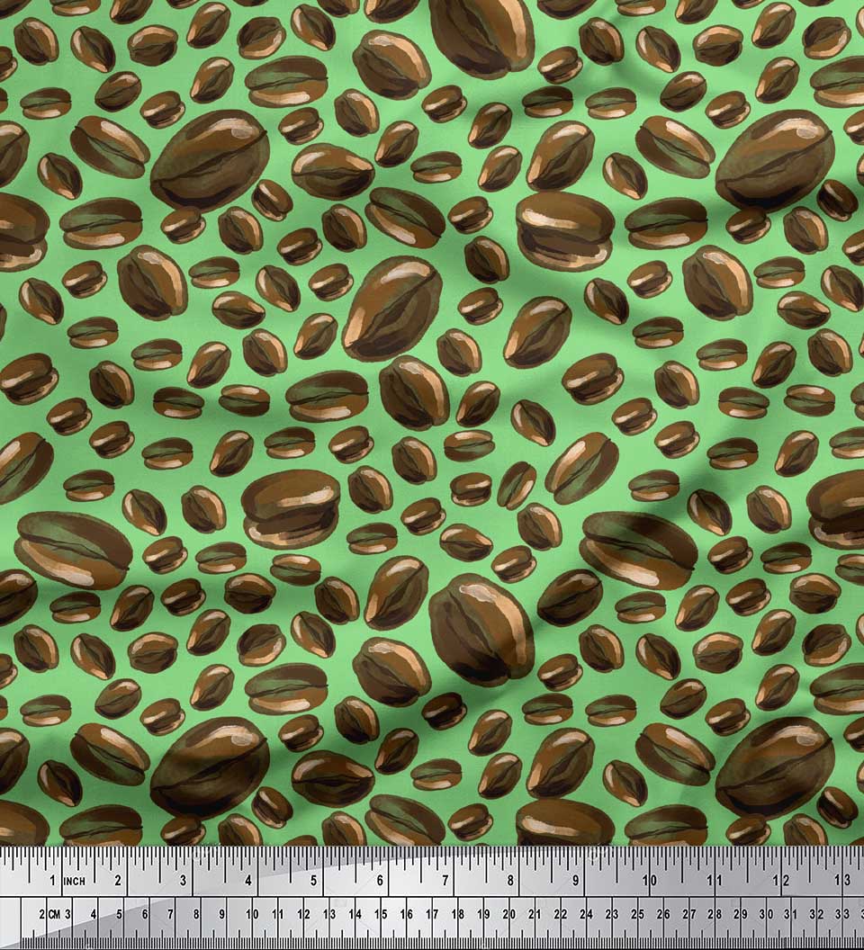 

Soimoi зеленый японский креп-сатин ткань кофейные зерна ткань с пищевым принтом 1 метр 42 дюйма 42 Inch Wide - Poly Crepe зелёный