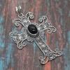 Spectacular Cross Black Onyx Gemstone Handmade 925 Sterling Silver Jewelry Pendant
