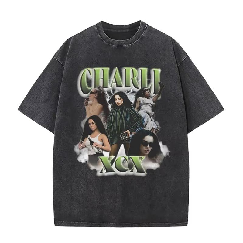 

Charli Xcx Brat Tour Album Letter Print T Shirts Women Hip Hop High Quality Vintage Washed Fashion Tshirt Unisex Streetwear 2XL