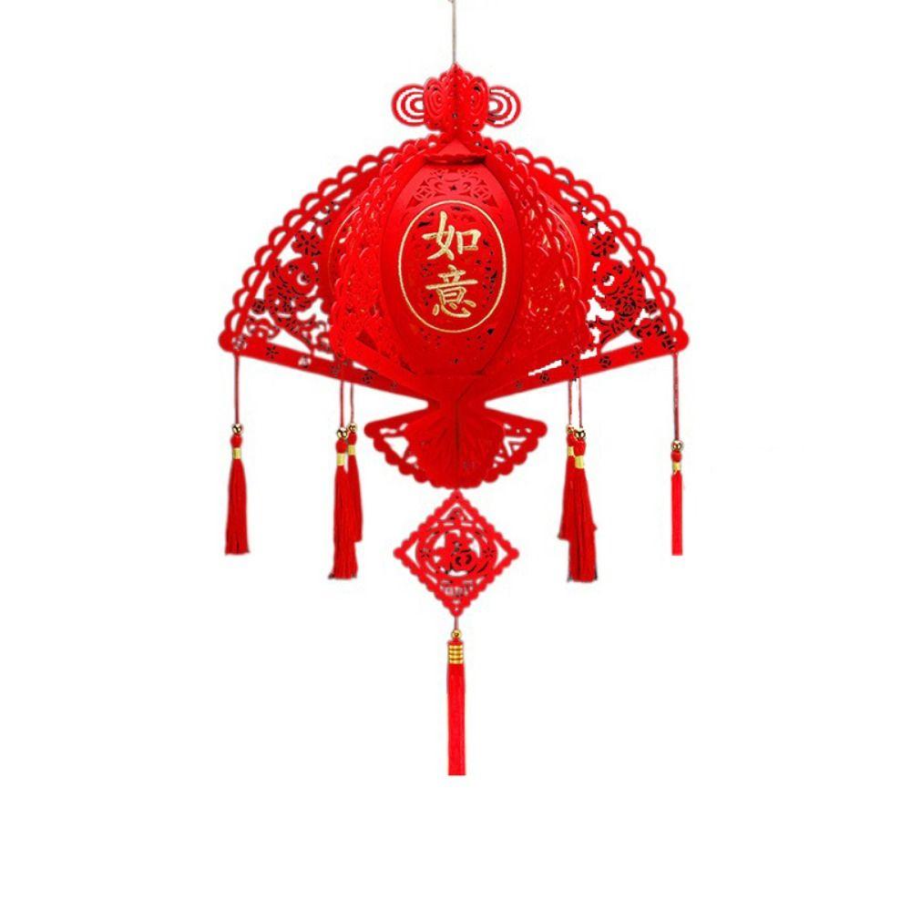 Lint/Gold Foil Spring Festival Red Lantern 3D Spring Festival Hanging Pendant  Party