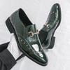Britain Designer New Men's Pointed Rock Rivet Slip On Loafter Casual Dress Homecoming Shoes Male Formal Wedding Footwear
