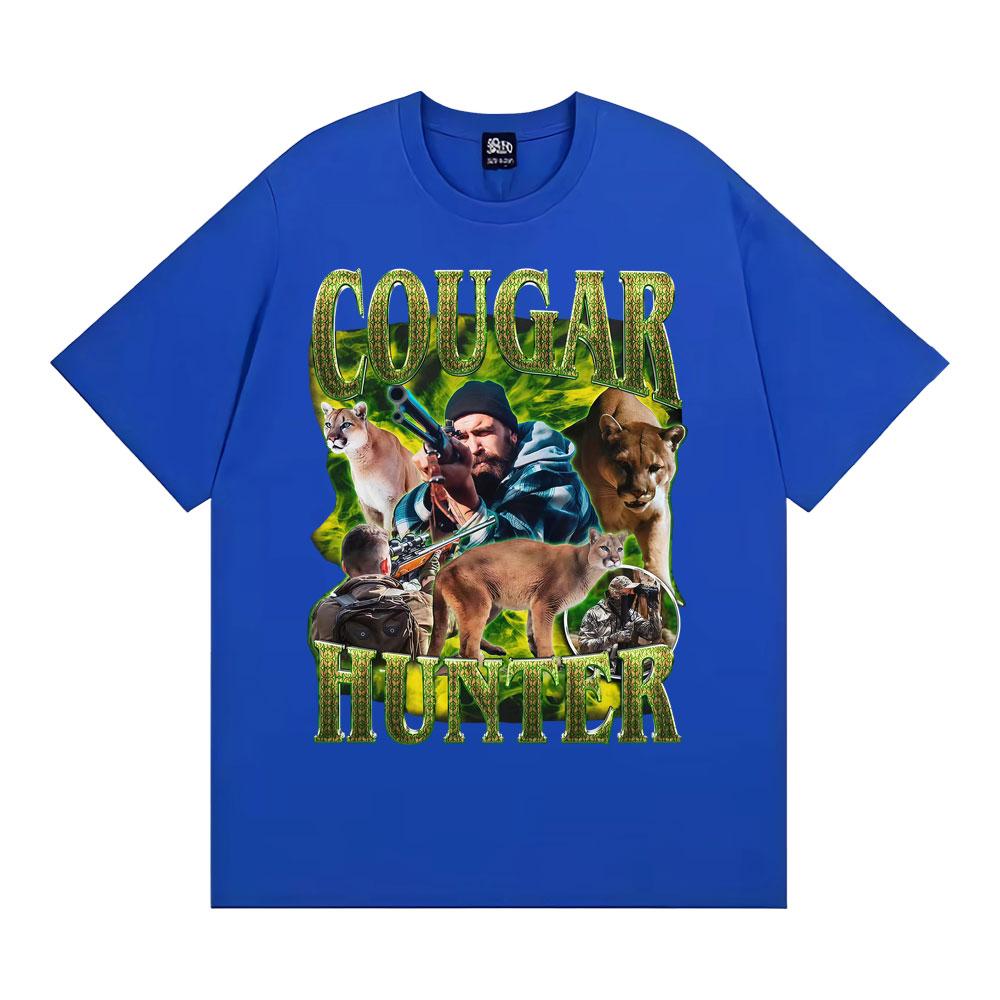 Funny 90s Cougar Hunter Vintage Y2K Graphic T Shirt Men Women Harajuku Humor Tops T-shirts Summer O-Neck Loose Oversized T-shirt