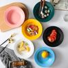 Ceramic Plate European Straw Hat Plate Creative Simple Salad Plate Household Vegetable Plate Ceramic Western Soup Plate Pasta Plate