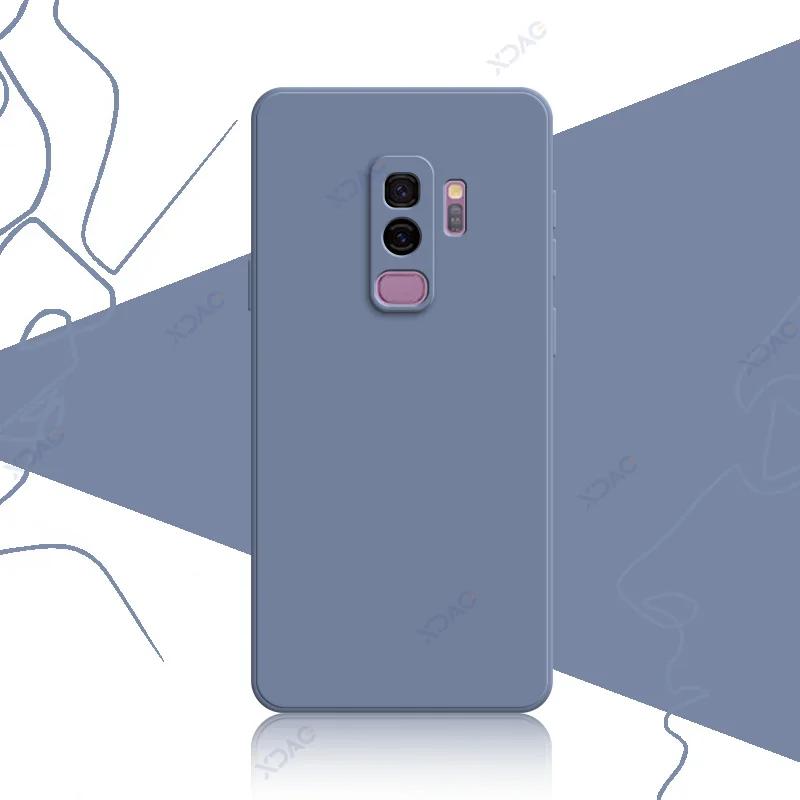 Luxus Quadratische Flüssigsilikon Hülle für Samsung Galaxy S9 Plus SamsungS9Plus 360 Weiche Handyhülle Wasserdicht Coque