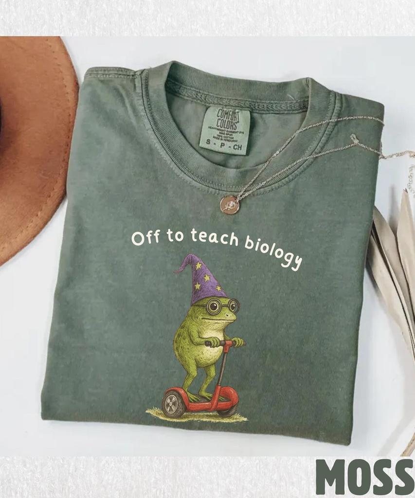Comfort Colors Biology Teacher Shirt, Biology Teacher TShirt, Back to School Tee, Funny Frog Off To Teach Biology,Teacher Appreciation Tee