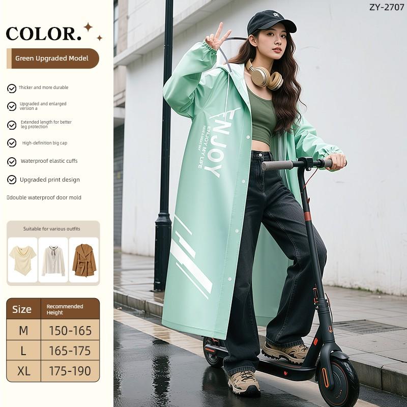All-In-One Raincoat for Women, Long Style, Full-Body Storm-Proof, Adult Outdoor Poncho, Suitable for Electric Vehicles and Students Going to School
