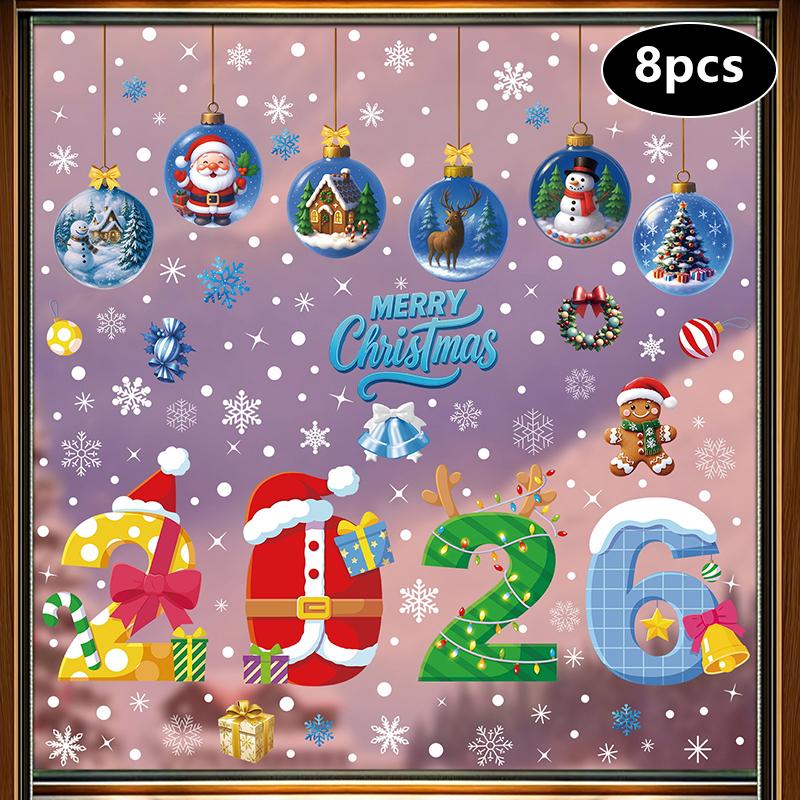 Creative Christmas Decorations, Electrostatic Stickers, Shop Window Decorations, Christmas Decorative Glass Stickers