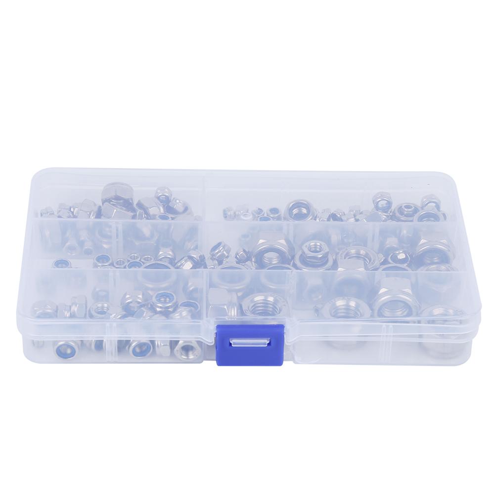 165Pcs Stainless Steel Screw Lock Nuts Assortment Kit Fasteners Hardware Accessories