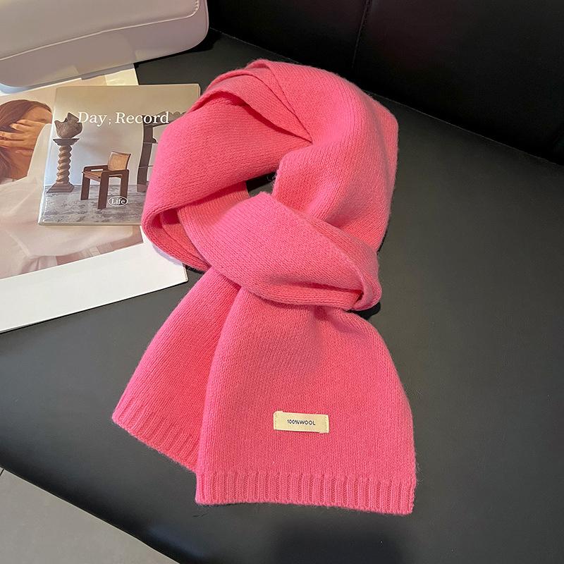 Winter Women Scarf Warm 100% Wool Knitted Shawls Casual Brand Neckerchief Cashmere Shawl Wrap Fashion Red Students Scarves