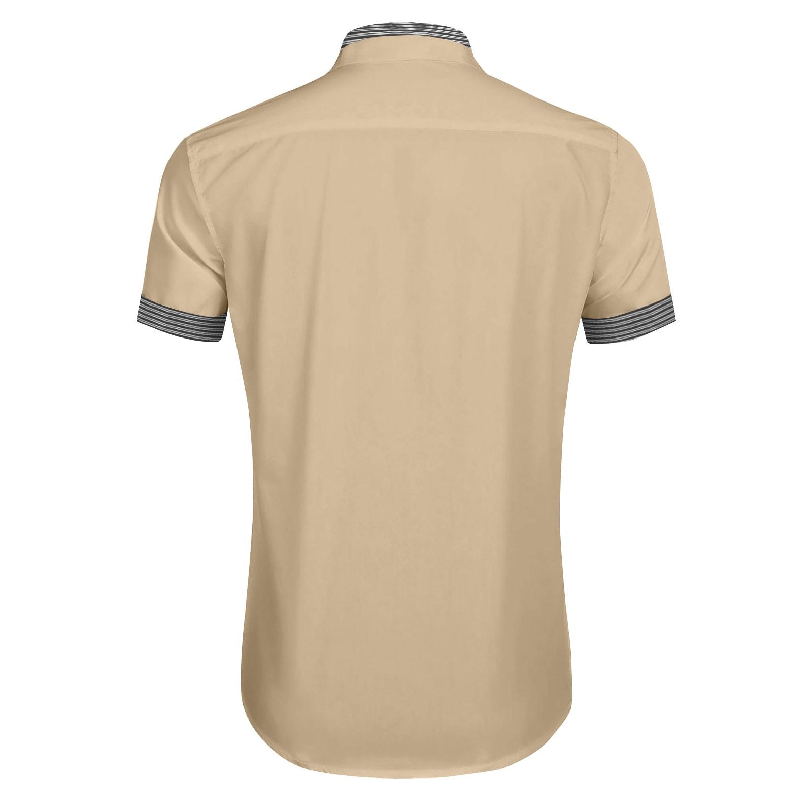 Мужские рубашки с коротким рукавом на пуговицах в полоску — фото 4