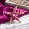 Beach Themed Jewelry Vintage Rhinestone Starfish Brooch, Ocean Metal Lapel Pin, Golden Plated Pin Sea Animal for Suit Dress Coat Scarf Marine