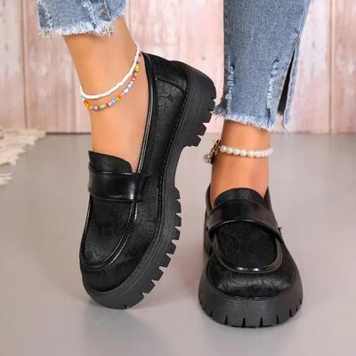 Modne Damskie Buty na Wyprzedaży 2024 Wysokiej Jakości Wsuwane Damskie Czółenka Jesień Styl Brytyjski Okrągły Nosek Jednolite Platforma Casualowe Mokasyny Buty