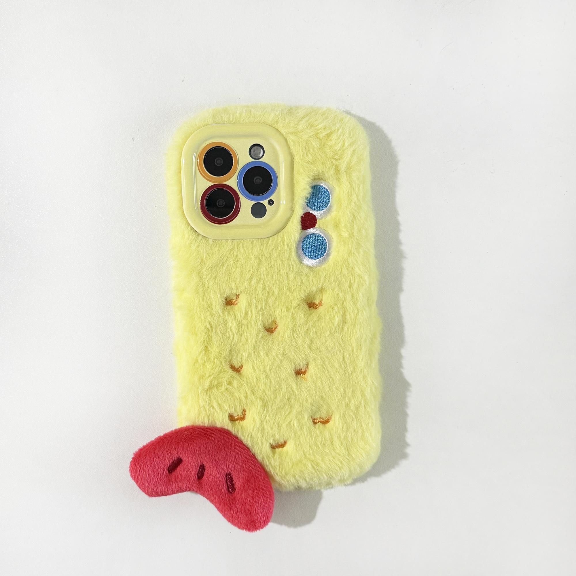 

Осенне-зимний новый мультяшный желтый маленький глаз монстр рыба плюшевый чехол для телефона для iphone 16 Pro Max теплый плюшевый плюшевый чехол для телефона For iPhone 16