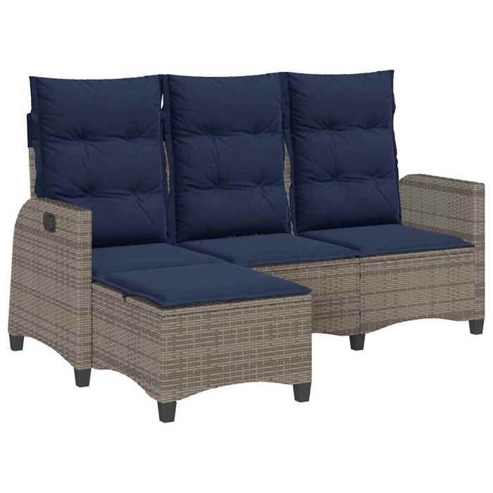 VidaXL Canapé de jardin inclinable coussins forme de L gris polyrotin, canapé d'extérieur, canapé de jardin inclinable, 4108244