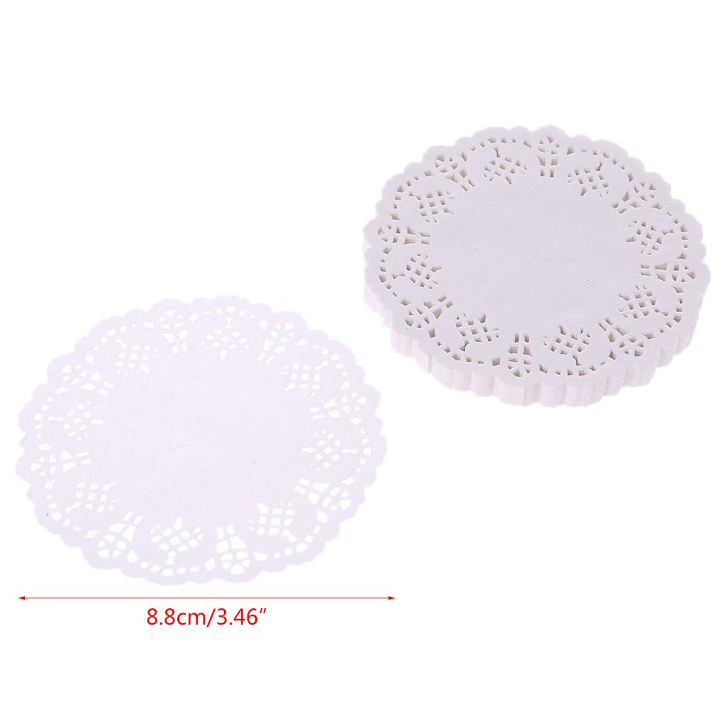Spitzenuntersetzer Set mit 100 Stück Hohlblumenform Heimdekorationszubehör für Kuchen Gebäck Fondant Verpackungsmaterialien