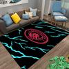 Alfombra con Logo del Manchester City con Rayas Azul Neón sobre Fondo Negro Adecuada para usar como antideslizante para sofás de sala de estar y dormitorio