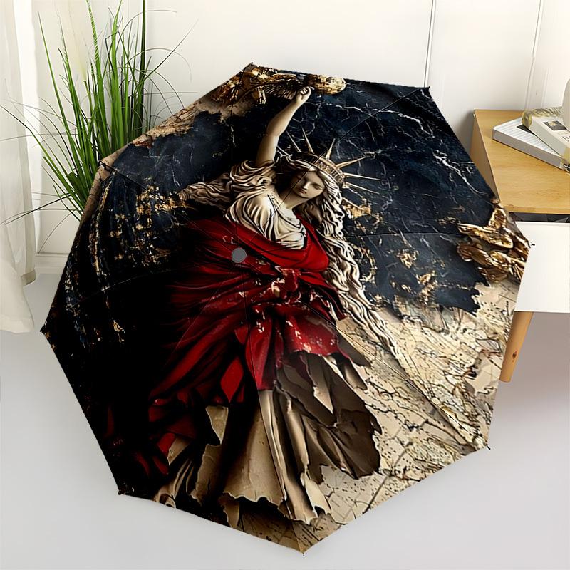 

Liberty, Statue Themed Automatic Opening and Closing Umbrella, Brightly Colored 8-rib Portable Umbrella, Suitable for Men and Women, A Perfe
