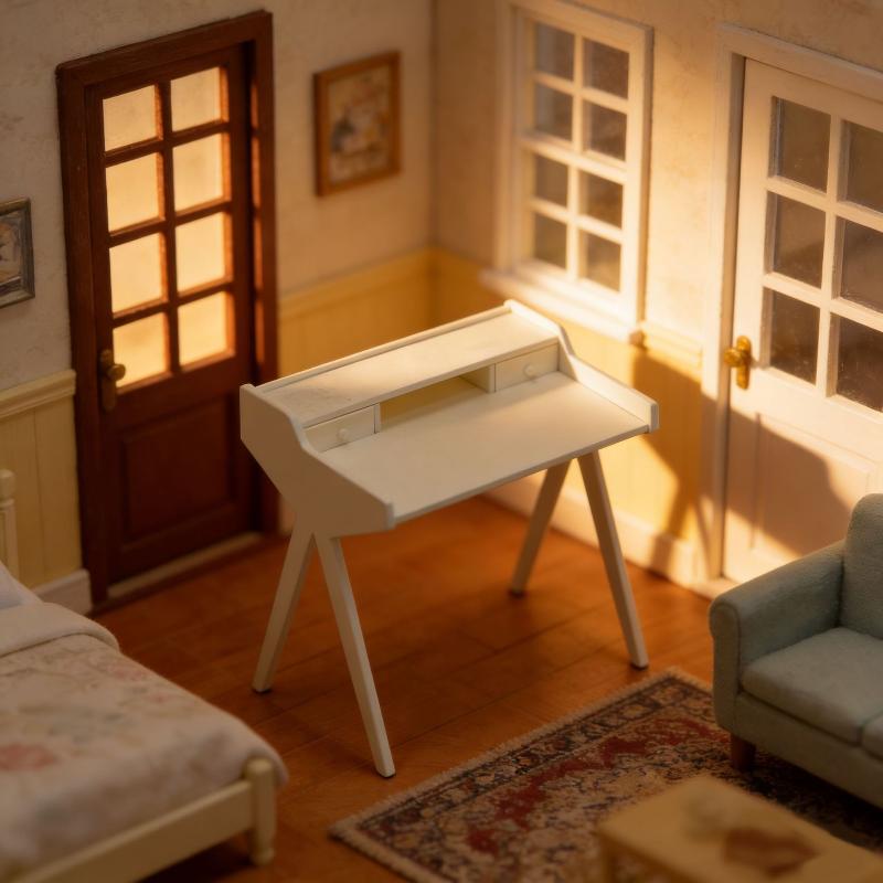 

Miniature Dressing Table 1/12 Dollhouse Vanity Table Side Table Model Dollhouse Bedroom Furniture Decor Micro Scene Ornaments