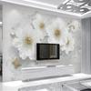 Mural White Vintage 3d Jewels Flowers Wallpaper Living Room Sofa Tv Background Wall Murals