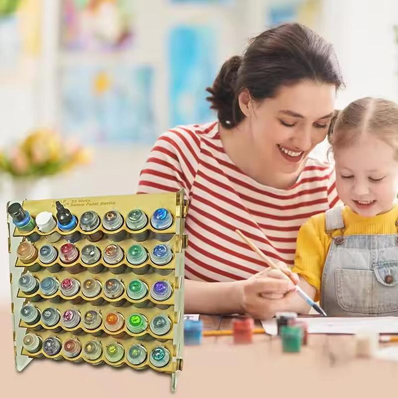 Органайзер для красок с 35 слотами, Стойка для хранения, Подставка-органайзер для красок для хобби, для миниатюрных моделей, для круглых бутылочек 34 мм 276*120*295mm