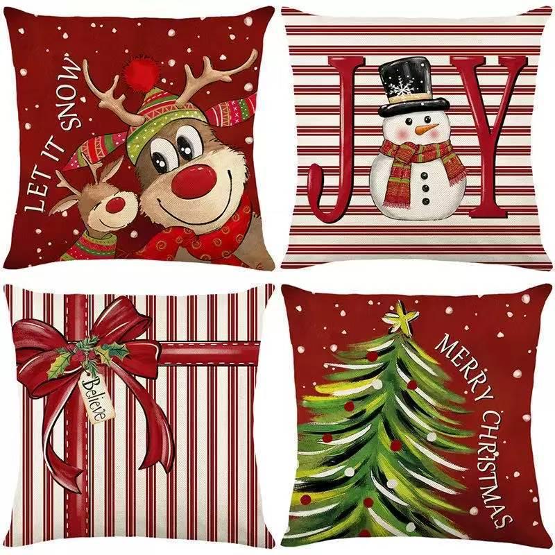 Christmas Linen Pillowcase: Home Sofa Decor & Car Lumbar Support Cushion Cover