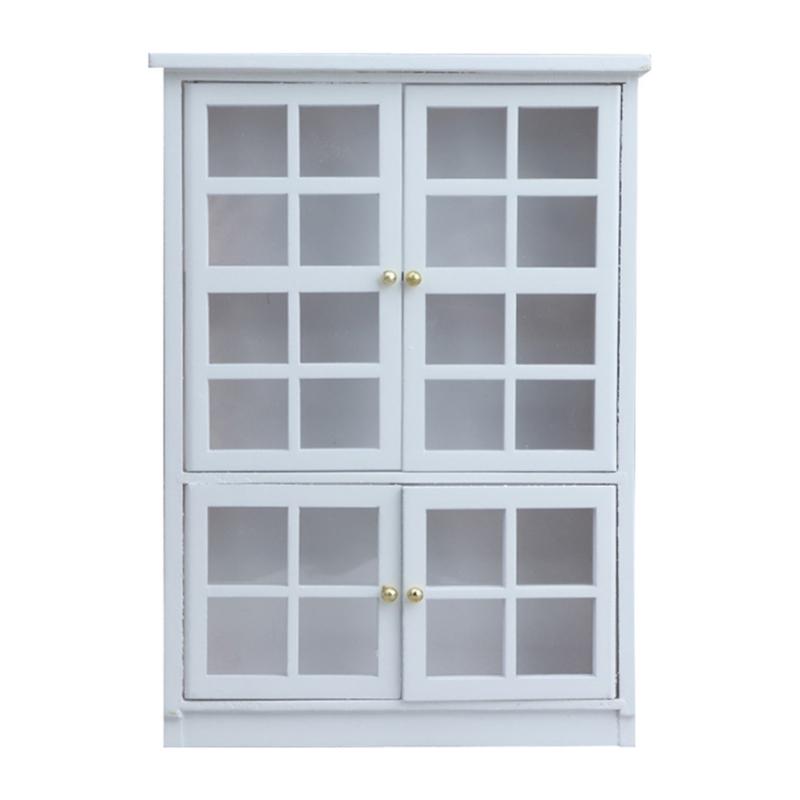 

Sturdy BirchWood Miniature Storage Cabinet for 1/12 Scale Doll House Decoration Kitchen Scene Display Accessories белый