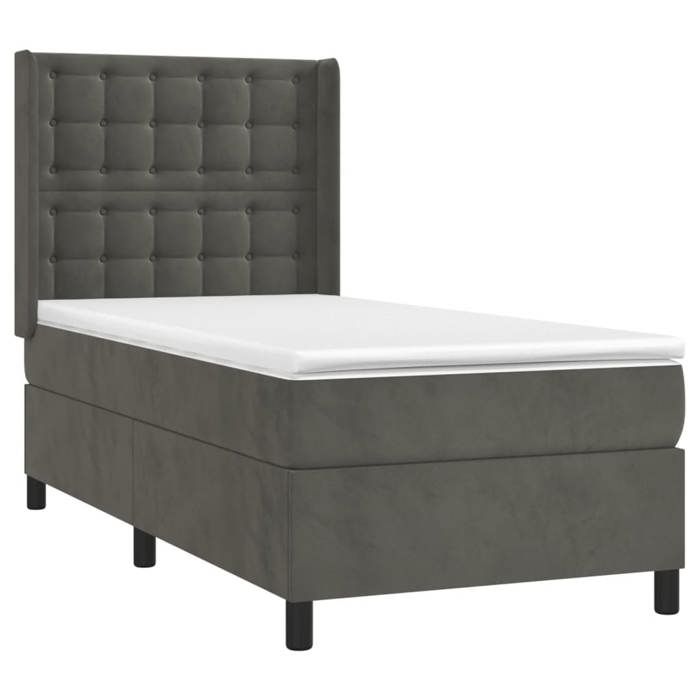3132892 vidaXL Divan-lit Et Matelas Gris Foncé 90x190 Cm Velours