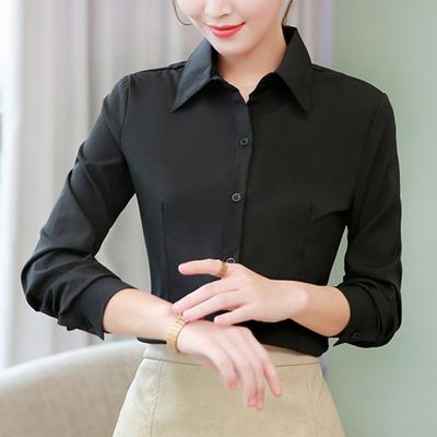 Women Shirt Lapel Long Sleeve Single Breasted Shirt Tops Solid Color Work Formal Shirt Versatile Tops