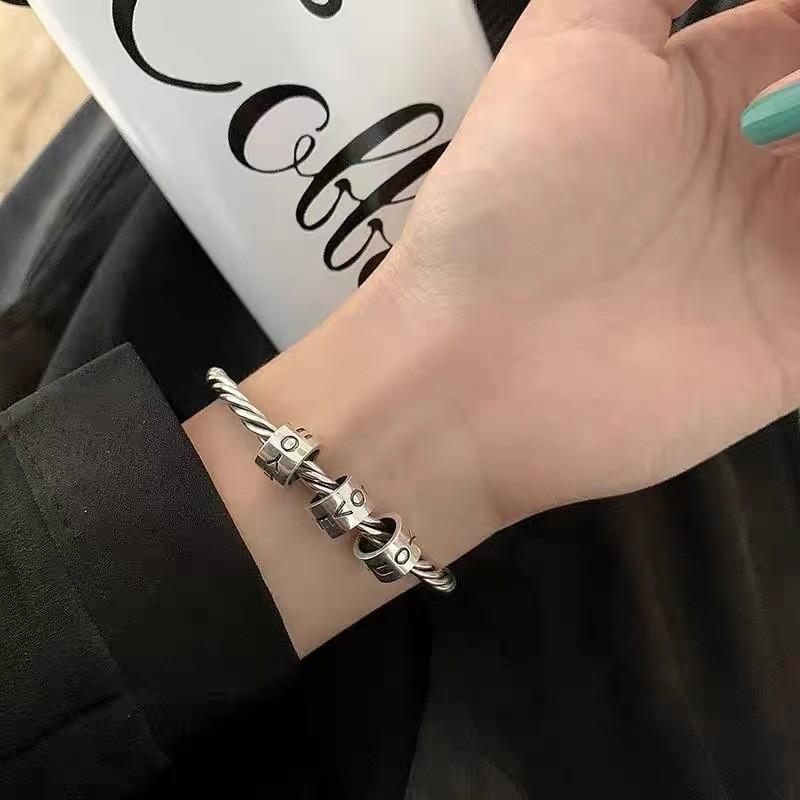 Vintage Elegant Copper Love Letter Bracelet For Women Stylish Geometric Design