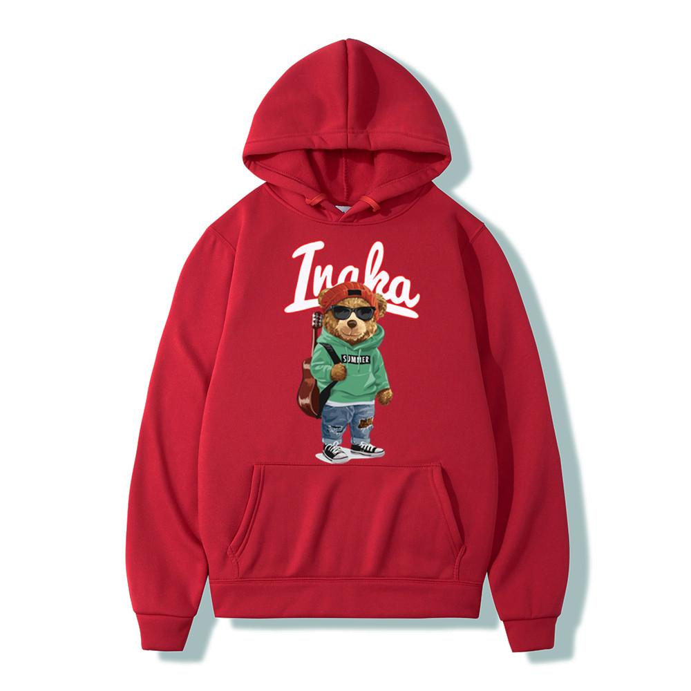 Herren Hoodies Hip Hop Inaka Power Toy Bear Print Fleece Hoody Sweatshirt Frauen Harajuku Pullover Streetwear Hoodie Unisex Kleidung