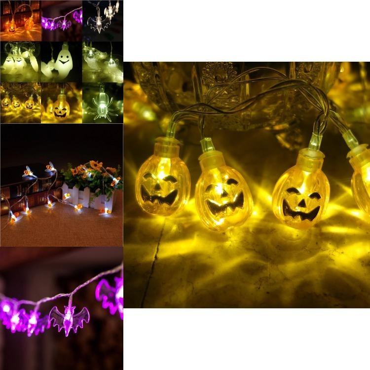Enchanting Halloween Led String Lights Featuring Whimsical Pumpkins Spiders Skeletons For Festive Window Decor