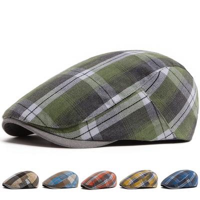 Letný károvaný tenký baret Dámsky Pánsky Módny Vintage Baretka s šiltom Ležérna Dámska Chlapčenská Čiapka Retro Ploská Čiapka Na Jar Jeseň Nová
