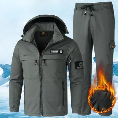 Zamatový overal Winter Plus Pánsky zahustený, teplý, studený, vetruodolný a nepremokavý bunda Outdoor Tooling Suit